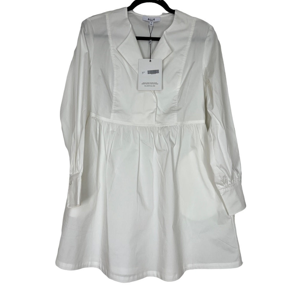 Billie The Label Alexa Poplin Mini Dress In Ivory Size Small NWT - Picture 2 of 7